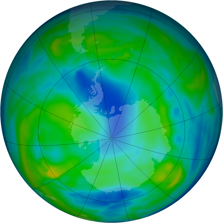 Antarctic ozone map for 24 July 2006